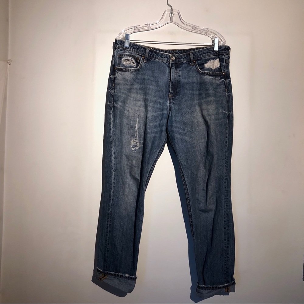 H&M Denim destroyed embroidered jeans